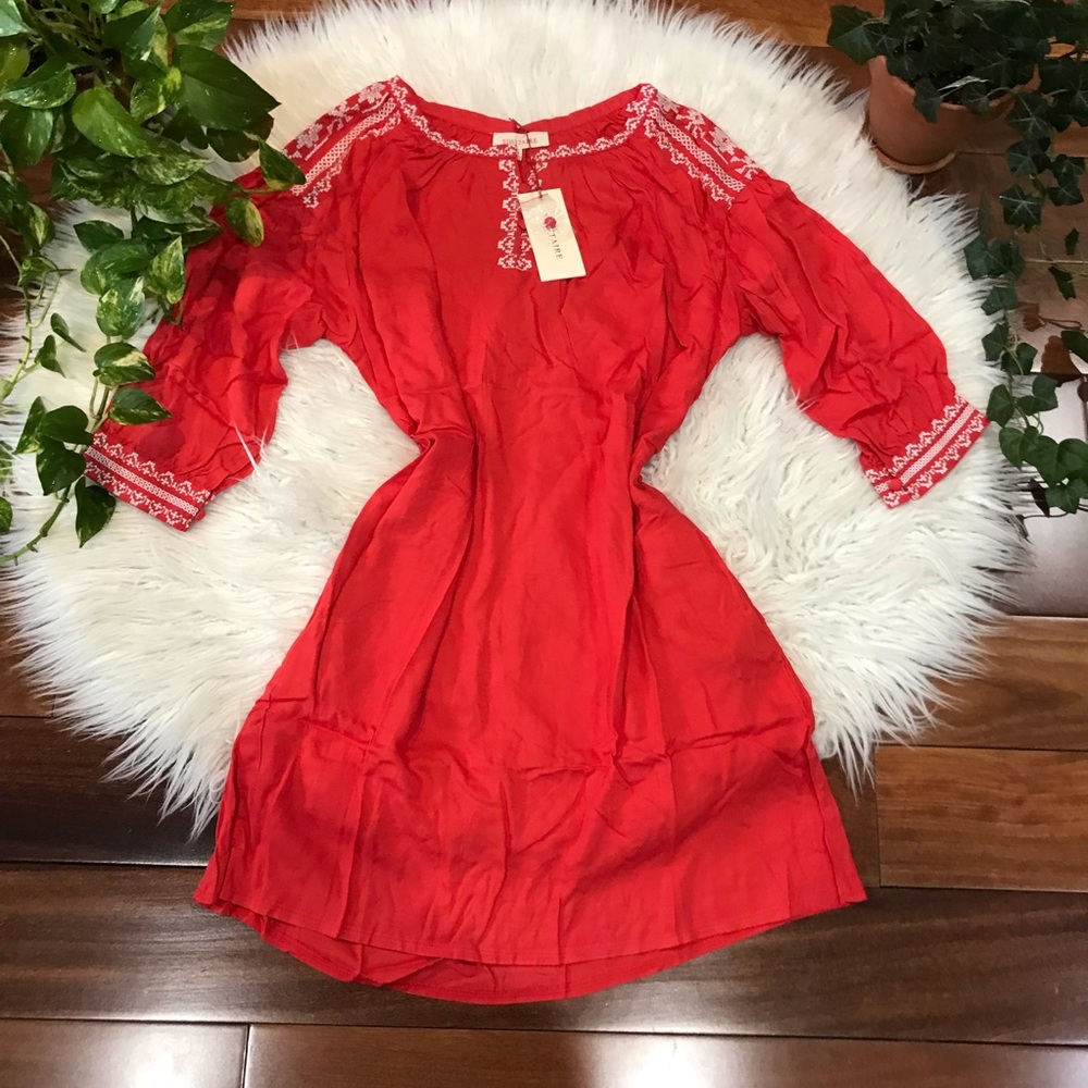 Embroidered Shoulder Beautiful Cuff Dress